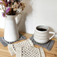 Macramé squareknot coasters - ecru & grey