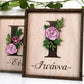 Floral monogram-pyrography
