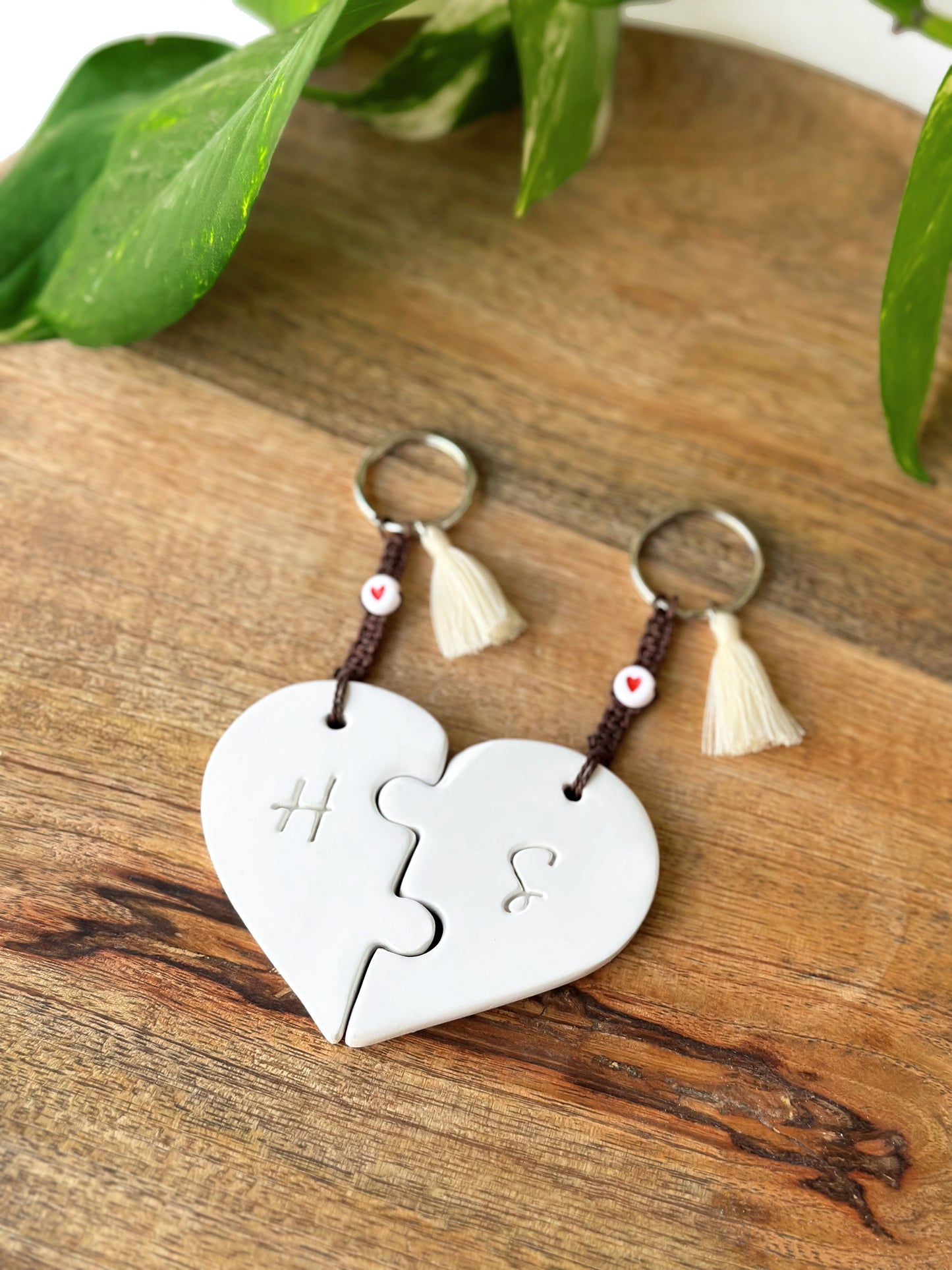 Heart keyrings for couples