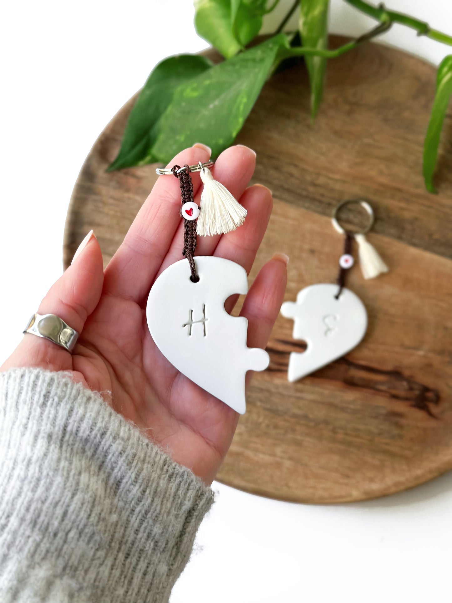 Heart keyrings for couples