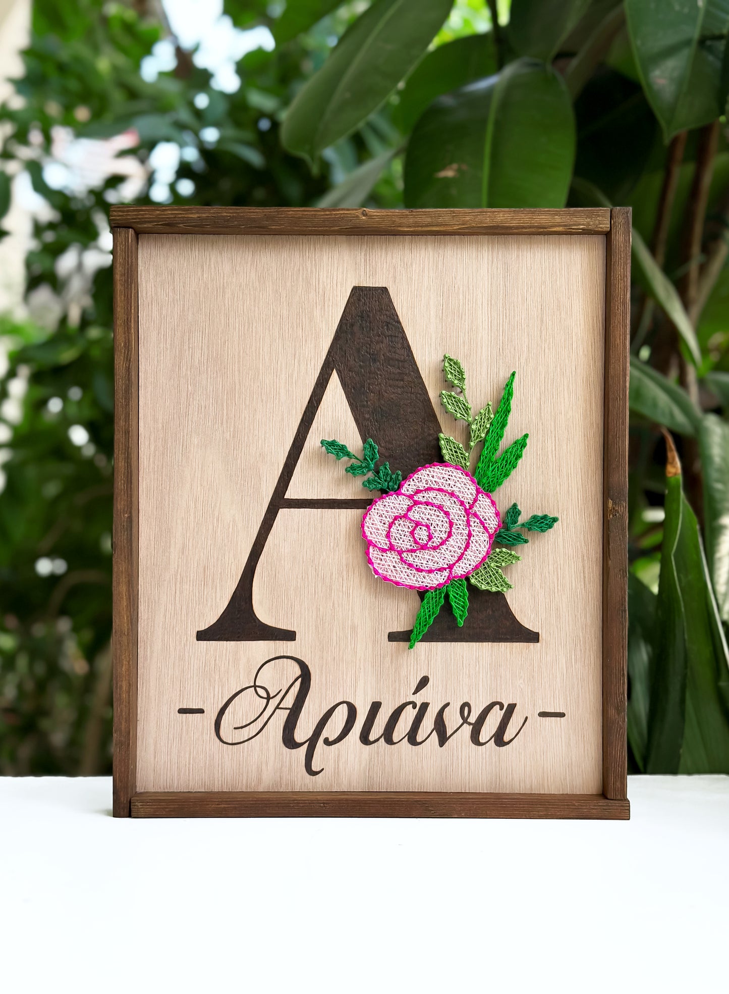 Floral monogram-pyrography