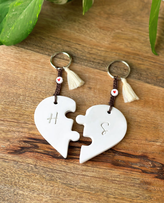 Heart keyrings for couples