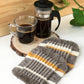 Macramé square coasters - coffee brown & mustard