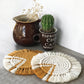 Macramé round coasters - mustard yellow