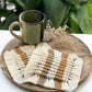 Macramé square coasters - mustard & sand