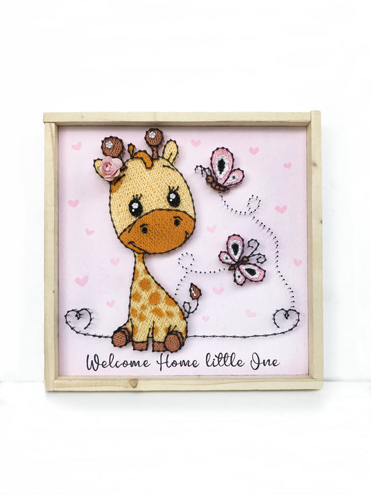 Baby giraffe with butterflies