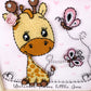 Baby giraffe with butterflies